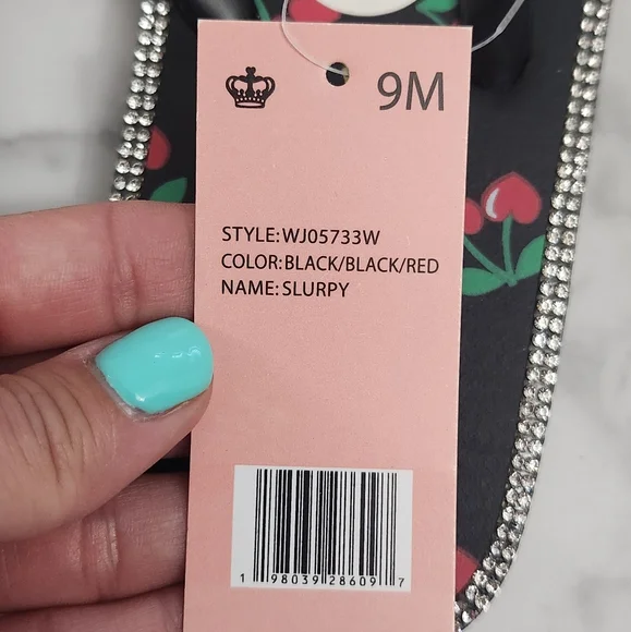 Juicy Couture Cherry Flip Flops with Rhinestone Trim  Size 9 (38/39) - Picture 11 of 14
